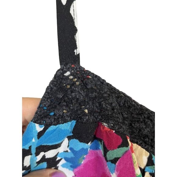 Torrid Top Women 1X Blue Pullover Tank Floral Smock Lace Cami Boho Western Flowy - Picture 6 of 14